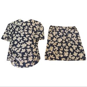 VTG Giorgio Armani Floral Silk Top & Skirt Set 44